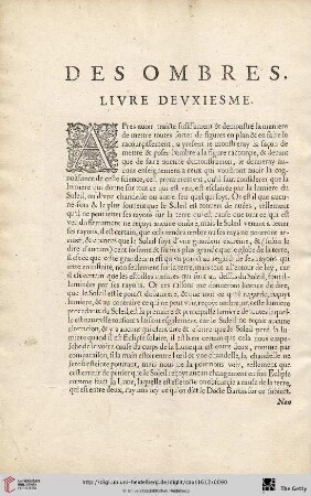 Livre devxiesme: Des ombres