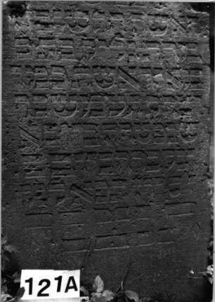Grabstein 121 (Index: 99803112) Material: Sandstein Zustand: leicht verwitt/Seitenakrot. abgebrochen Maße HxBxT: 120x69x11 cm Beschreibung: Stele mit eingezogenem Rundbogen, Seitenakroterien Symbolik: Blumen: Grabstein 121A