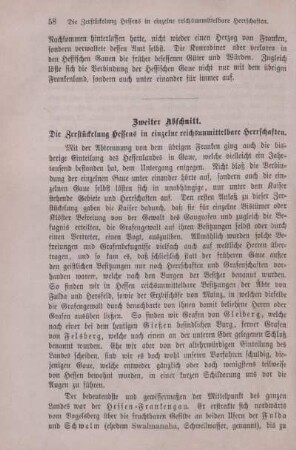 Zweiter Abschnitt. Die Zerstückelung Hessens in einzelne reichsunmittelbare Herrschaften