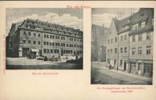 Die alte Nicolaischule. Die Predigerhäuser am Nicolaikirchhof ; abgebrochen 1885 [Das alte Leipzig260]