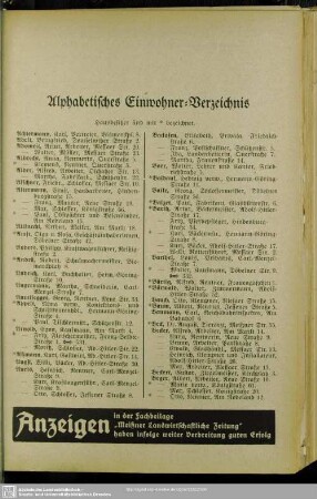 Einwohnerverzeichnis : Alphabetisches Einwohner-Verzeichnis