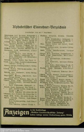 Einwohnerverzeichnis : Alphabetisches Einwohner-Verzeichnis