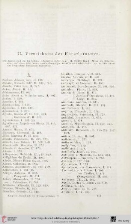 II. Verzeichniss der Künstlernamen