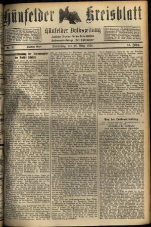 Zweite Ausgabe vom Donnerstag, den 29. März 1928.
