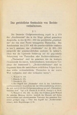 Das gerichtliche Geständnis von Rechtsverhältnissen