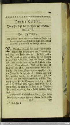 Zweyte Predigt. Vom Einflusse der Religion auf Widerwertigkeit