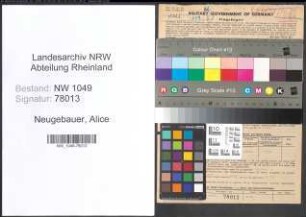Entnazifizierung Alice Neugebauer , geb. 05.06.1897 ()