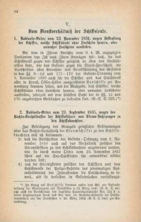 V. Vom Dienstverhältniß der Schiffsleute