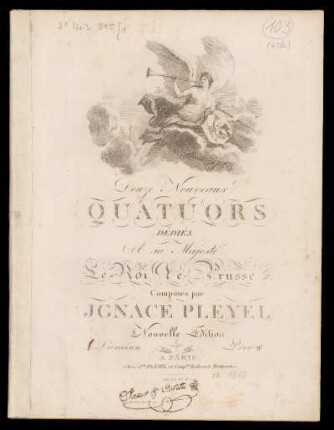Douze Nouveaux Quatuors. Violino 1 : dédiés à sa majesté le roi de Prusse