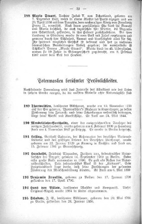Totenmasken berühmter Persönlichkeiten.