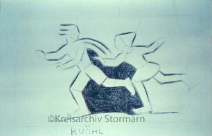 Emil-Nolde-Schule: Wandmalerei: Spielende Kinder: Laufende Kinder (Richard Kuöhl)