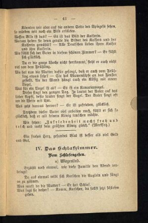IV. Das Schlafzimmer