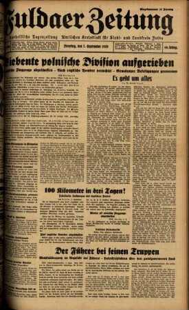 Ausgabe vom Dienstag, den 05. September 1939.
