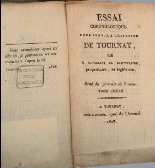 Essai chronologique pour servir a l'histoire de Tournay, 90