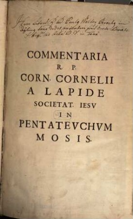 Commentaria In Pentatevchvm Mosis