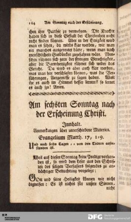 Am sechsten Sonntag nach der Erscheinung Christi