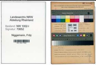 Entnazifizierung Fritz Niggemann , geb. 02.11.1917 (Richtmeister)