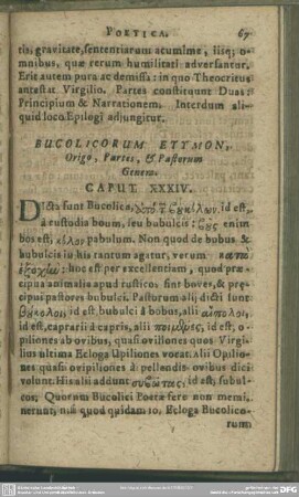 Caput XXXIV. Bucolicorum Etymo, Origo, Partes, & Pastorum Genera