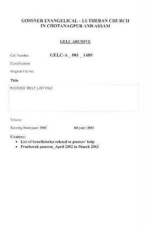 PASTORS' HELP LIST FILE
