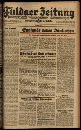 Ausgabe vom Sonntag, den 01. Juni 1941.