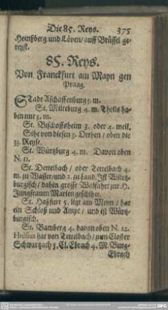 85. Reys. Von Franckfurt am Mayn gen Praag