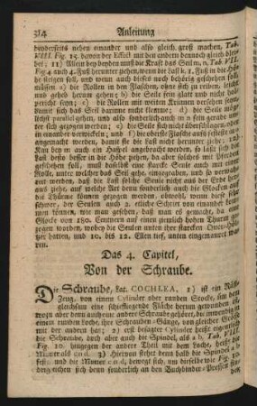 Das 4. Capitel, Von der Schraube