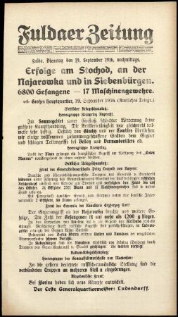 Ausgabe vom Dienstag, den 19. September 1916.
