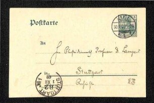 Postkarte an Kurt Lampert
