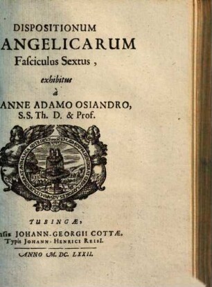 Dispositionum Evangelicarum Fasciculus ..., 7