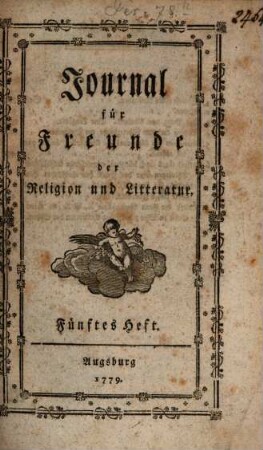 Journal für Freunde der Religion und Litteratur. 5. 1779