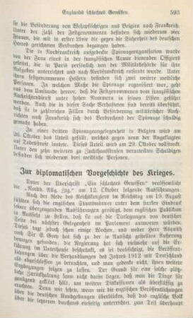 Zur diplomatischen Vorgeschichte des Krieges