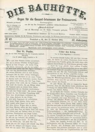 No. 42. Frankfurt a. M., den 17. Oktober 1914. 57. Jahrgang.