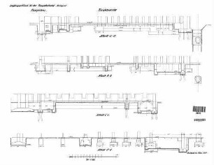 Stuttgart Hbf: Fundamente für Hauptbau - Schnitt a-a, b-b, c-c, d-d Empfangsgeb.