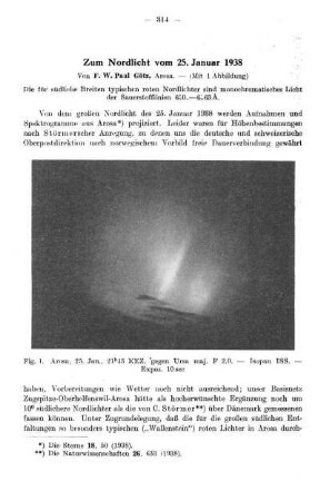 Zum Nordlicht vom 25. Januar 1938