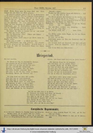 Europäische Regententafel.