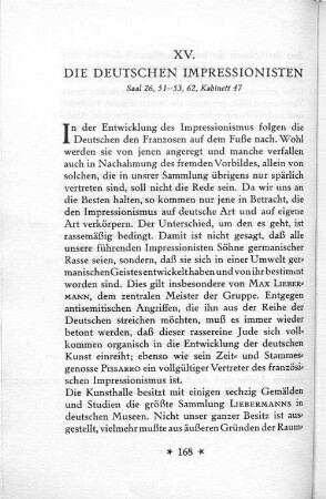 XV. Die deutschen Impressionisten Saal 26, 51-53, 62, Kabinett 47