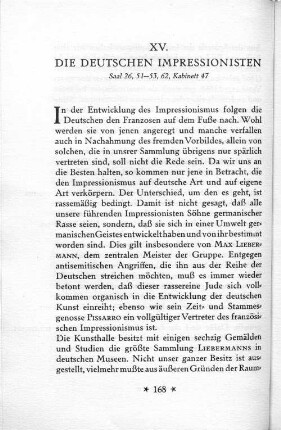 XV. Die deutschen Impressionisten Saal 26, 51-53, 62, Kabinett 47