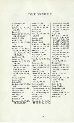 TABLE DES AUTEURS.