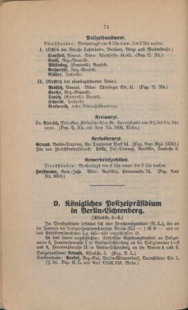 D. Königliches Polizeipräsidium in Berlin-Lichtenberg