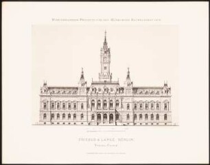 Hervorragende Projekte für den Hamburger Rathausbau 1876: Vorderansicht