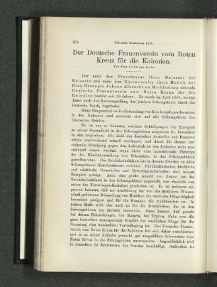 Der Deutsche Frauenverein vom Roten Kreuz für die Kolonien.