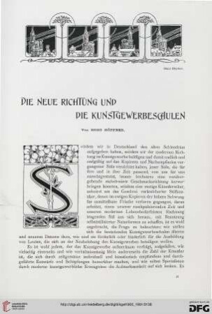 Die neue Richtung und die Kunstgewerbeschulen