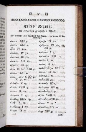 Erstes Register der erkläreten griechischen Worte.