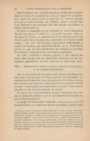 VIII. Reproduction licite d'articles extraits de journaux ou de recueils périodiques