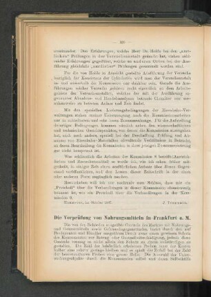 Die Vorprüfung von Nahrungsmitteln in Frankfurt a. M.