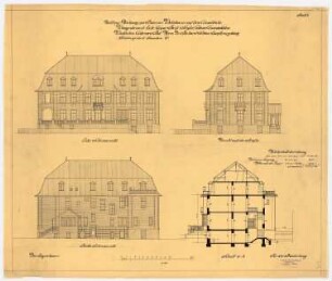 Villa Dr. Richard Schöne, Berlin-Grunewald: Aufrisse, Querschnitt,1:100