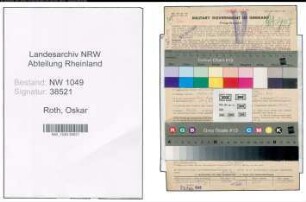 Entnazifizierung Oskar Roth , geb. 19.02.1905 (Schlosser)