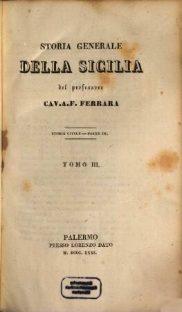 Storia generale della Sicilia, 3. Storia civile ; p. 3