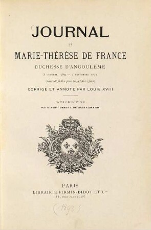 Journal de Marie-Therèse de France, 5 oct. 1789-2 sept. 1792