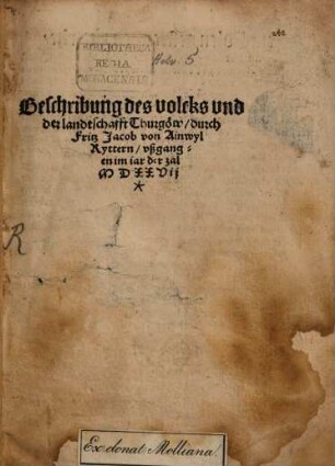 Beschribung des Volcks der Landtschafft Thurgöw